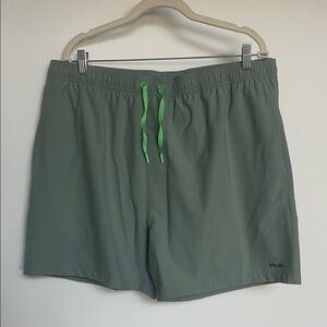 Huk Olive Shorts with Neon Green Accents